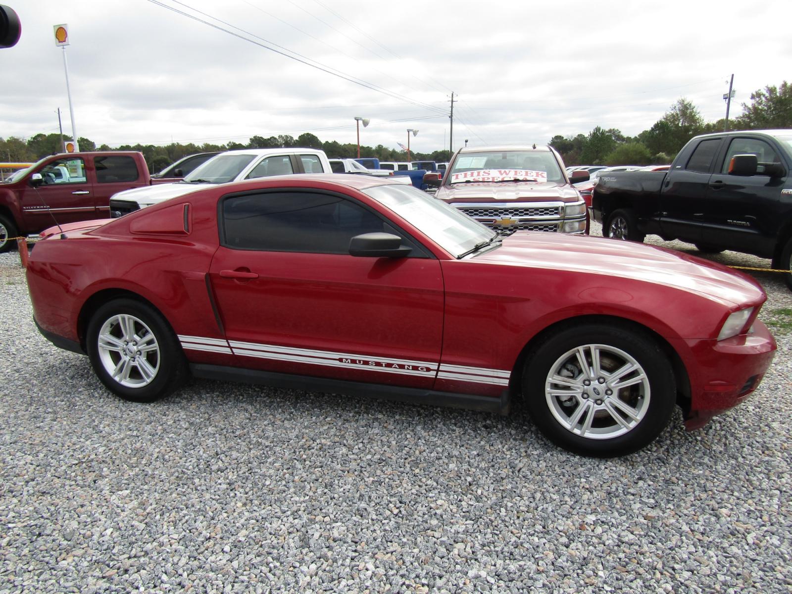 2012 Red /Black Ford Mustang V6 Coupe (1ZVBP8AM6C5) with an 3.7L V6 DOHC 24V engine, Automatic transmission, located at 15016 S Hwy 231, Midland City, AL, 36350, (334) 983-3001, 31.306210, -85.495277 - Photo #0