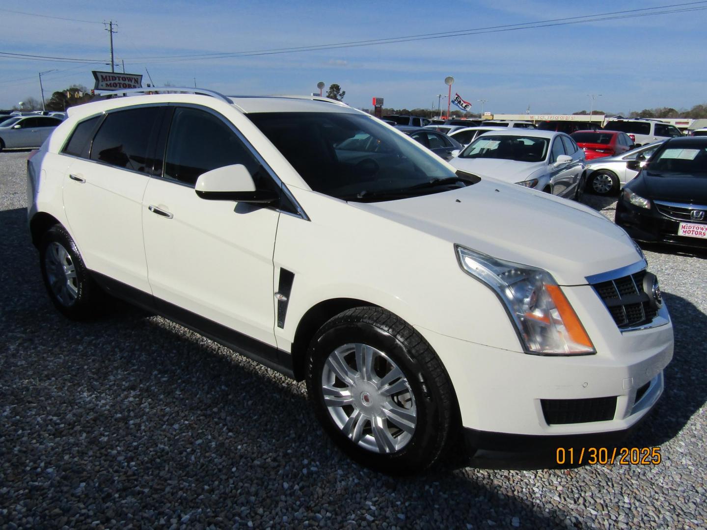 2012 White /Black Cadillac SRX Luxury (3GYFNAE31CS) with an 3.6L V6 DOHC 24V FFV engine, Automatic transmission, located at 15016 S Hwy 231, Midland City, AL, 36350, (334) 983-3001, 31.306210, -85.495277 - Photo#0