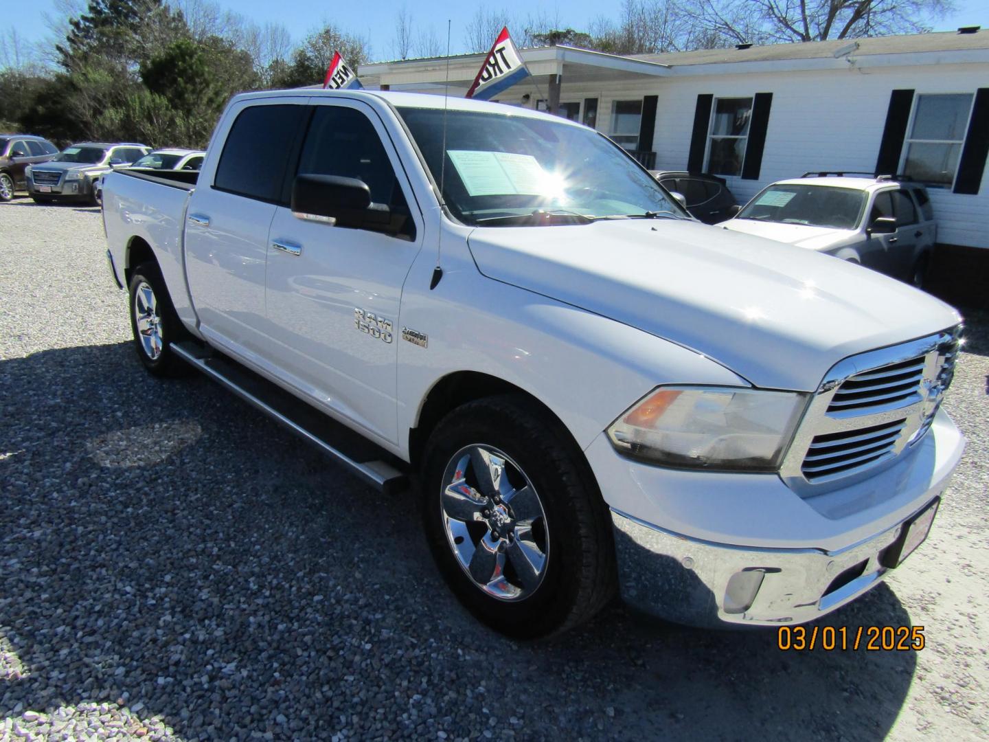 2015 White RAM 1500 SLT Crew Cab SWB 2WD (1C6RR6LT2FS) with an 5.7L V8 OHV 16V engine, Automatic transmission, located at 15016 S Hwy 231, Midland City, AL, 36350, (334) 983-3001, 31.306210, -85.495277 - Photo#0