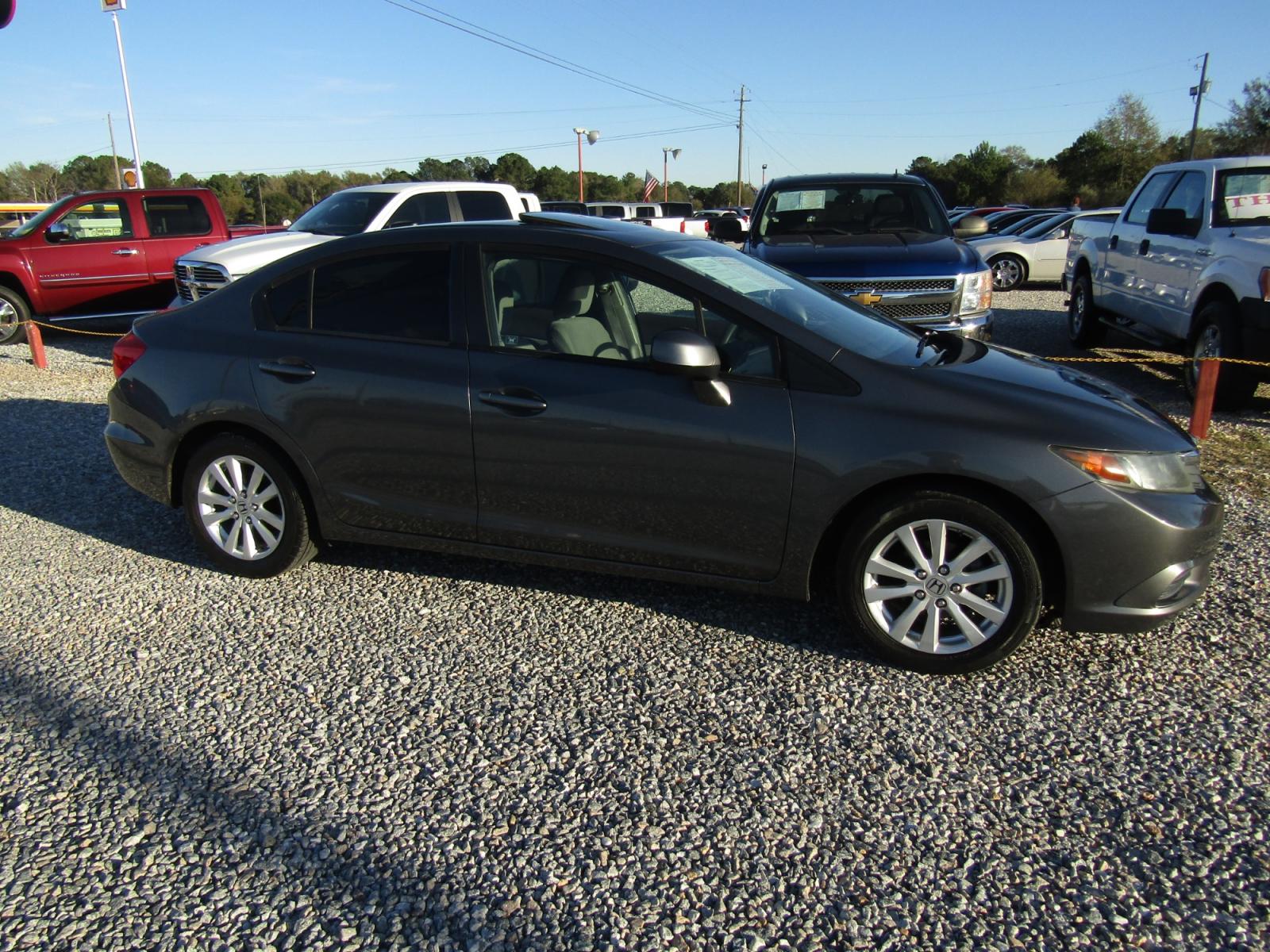 2012 Gray /Tan Honda Civic EX Sedan 5-Speed AT (19XFB2F88CE) with an 1.8L L4 SOHC 16V engine, Automatic transmission, located at 15016 S Hwy 231, Midland City, AL, 36350, (334) 983-3001, 31.306210, -85.495277 - Photo #0