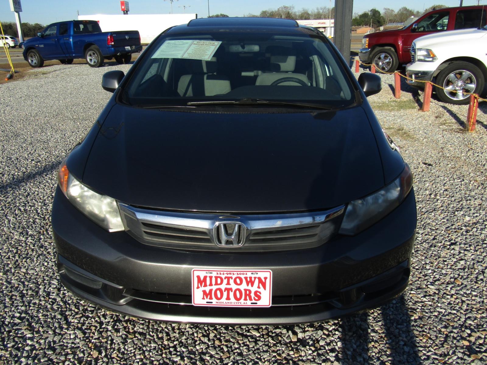 2012 Gray /Tan Honda Civic EX Sedan 5-Speed AT (19XFB2F88CE) with an 1.8L L4 SOHC 16V engine, Automatic transmission, located at 15016 S Hwy 231, Midland City, AL, 36350, (334) 983-3001, 31.306210, -85.495277 - Photo #1