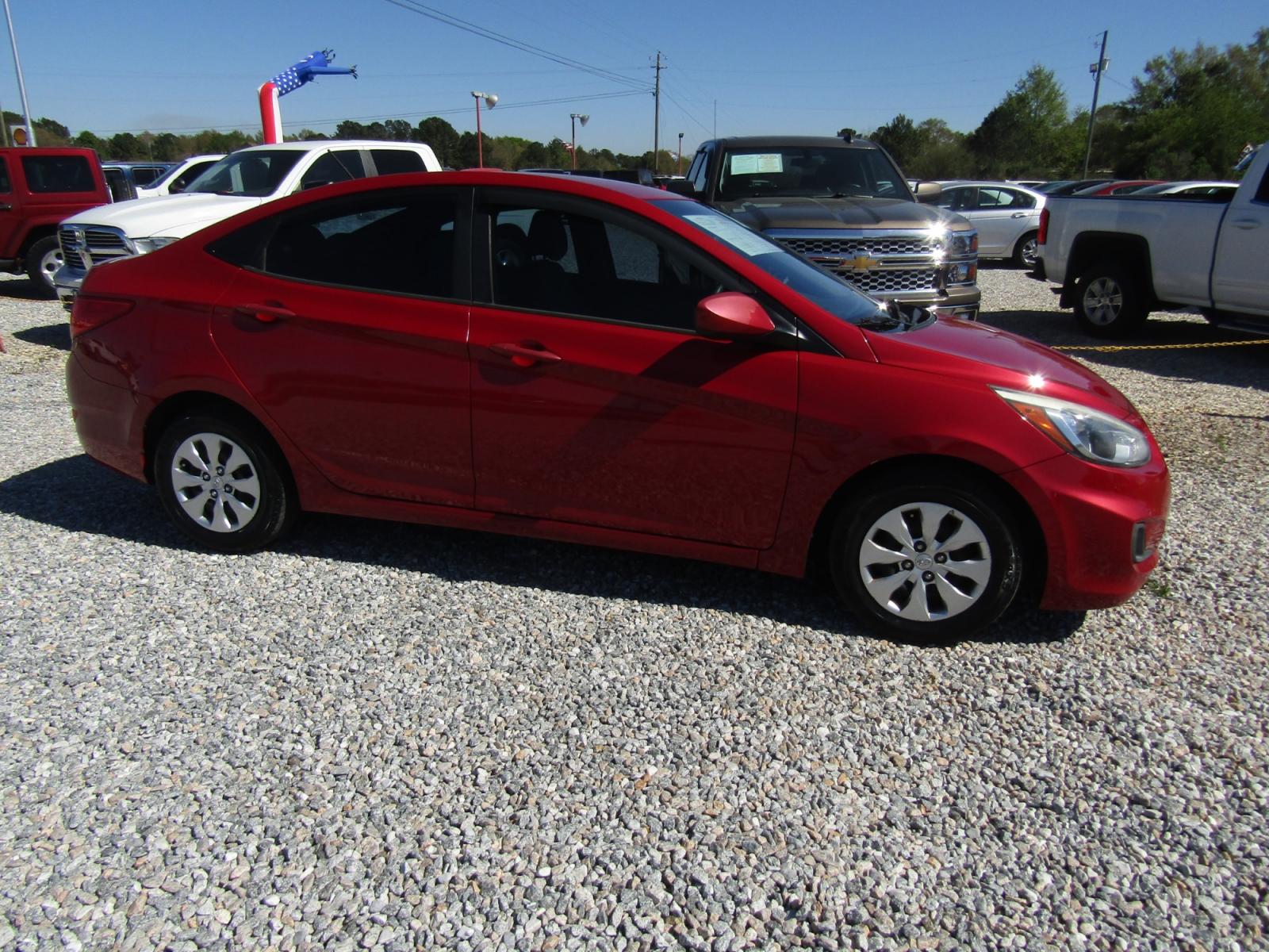 2015 Red /Gray Hyundai Accent GLS 4-Door 6A (KMHCT4AE0FU) with an 1.6L L4 DOHC 16V engine, Automatic transmission, located at 15016 S Hwy 231, Midland City, AL, 36350, (334) 983-3001, 31.306210, -85.495277 - Photo #0