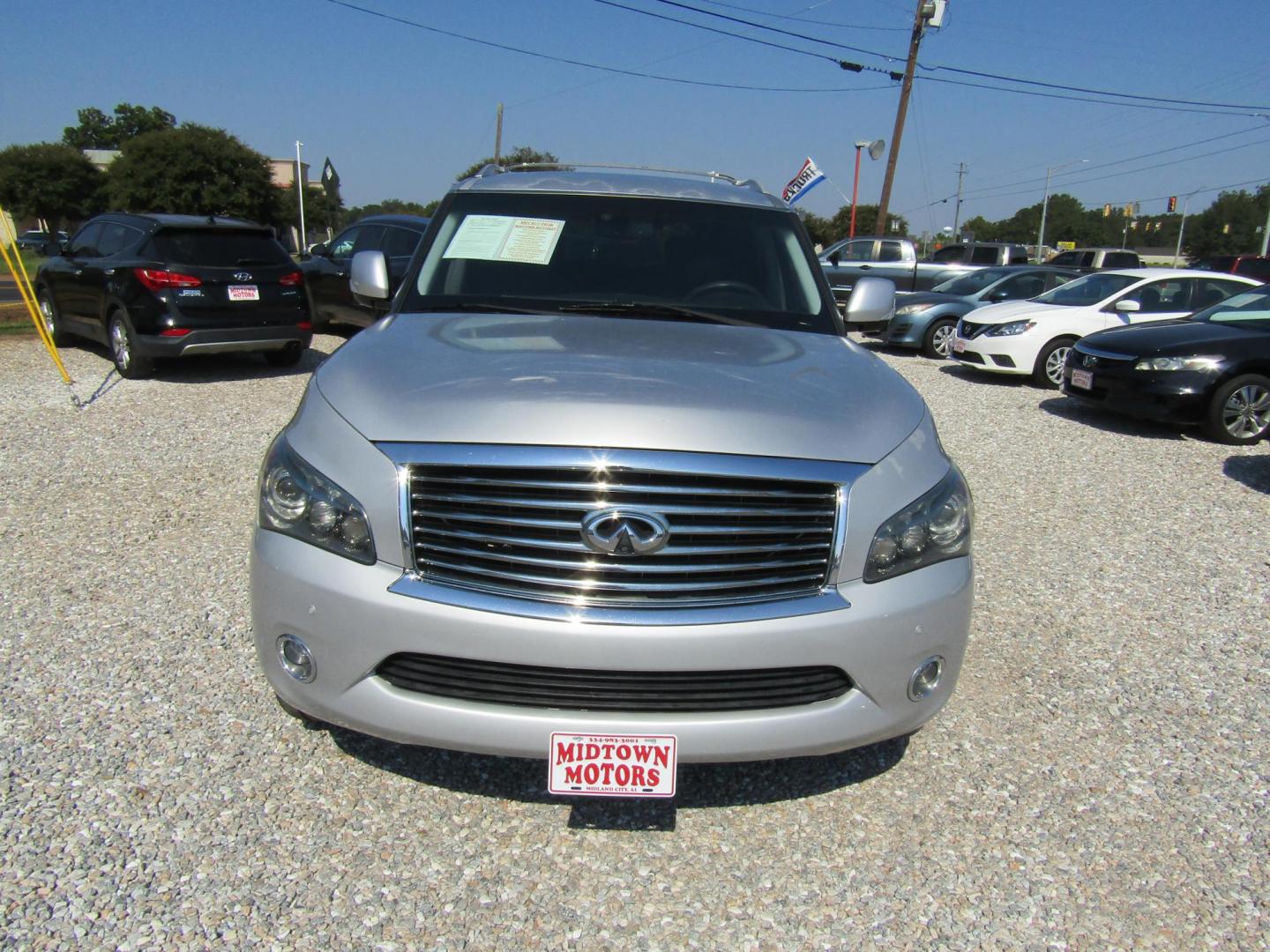 2012 Silver /Black Infiniti QX56 2WD (JN8AZ2NF5C9) with an 5.6L V8 DOHC 32V engine, Automatic transmission, located at 15016 S Hwy 231, Midland City, AL, 36350, (334) 983-3001, 31.306210, -85.495277 - Photo#1