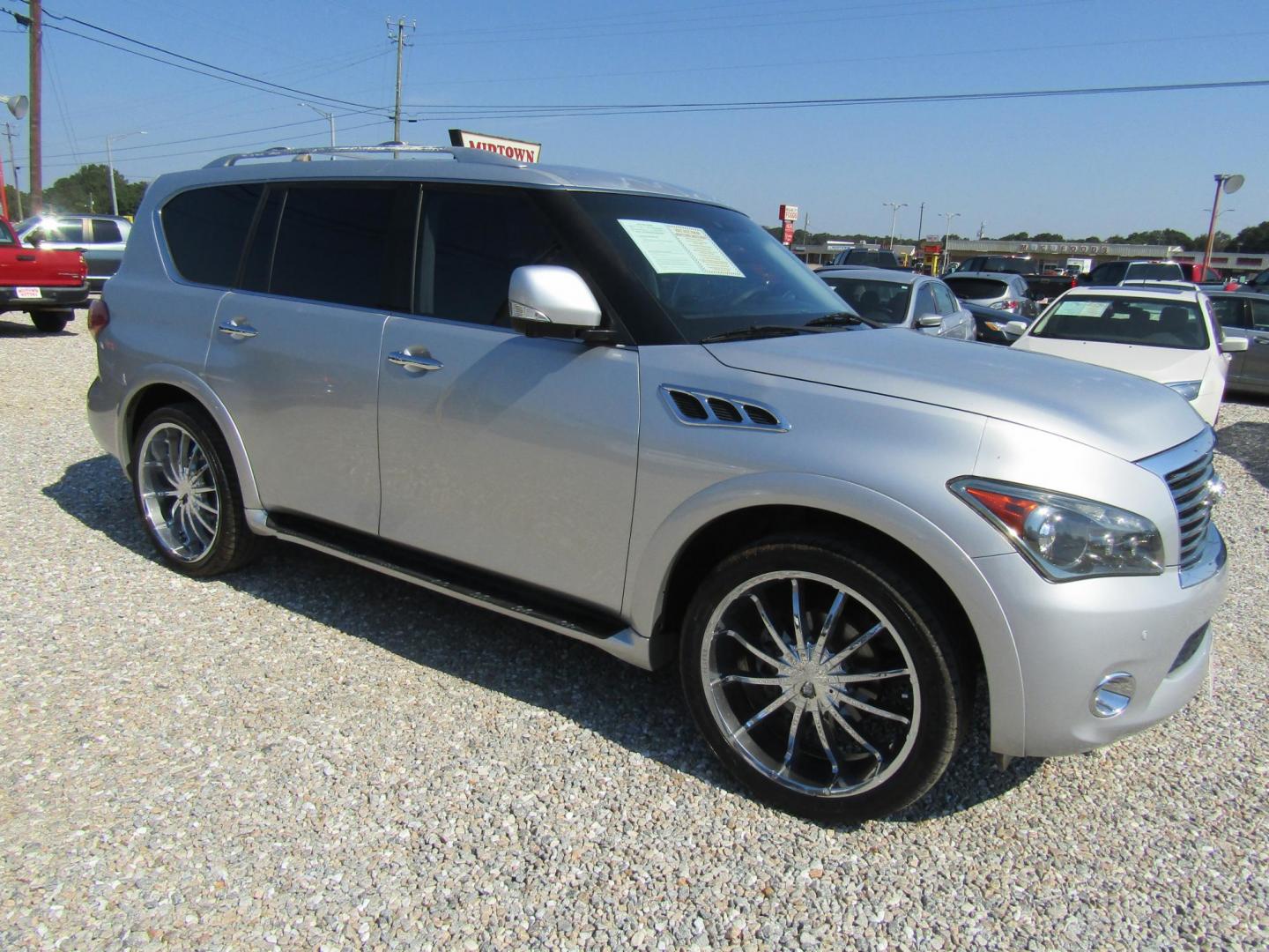 2012 Silver /Black Infiniti QX56 2WD (JN8AZ2NF5C9) with an 5.6L V8 DOHC 32V engine, Automatic transmission, located at 15016 S Hwy 231, Midland City, AL, 36350, (334) 983-3001, 31.306210, -85.495277 - Photo#0