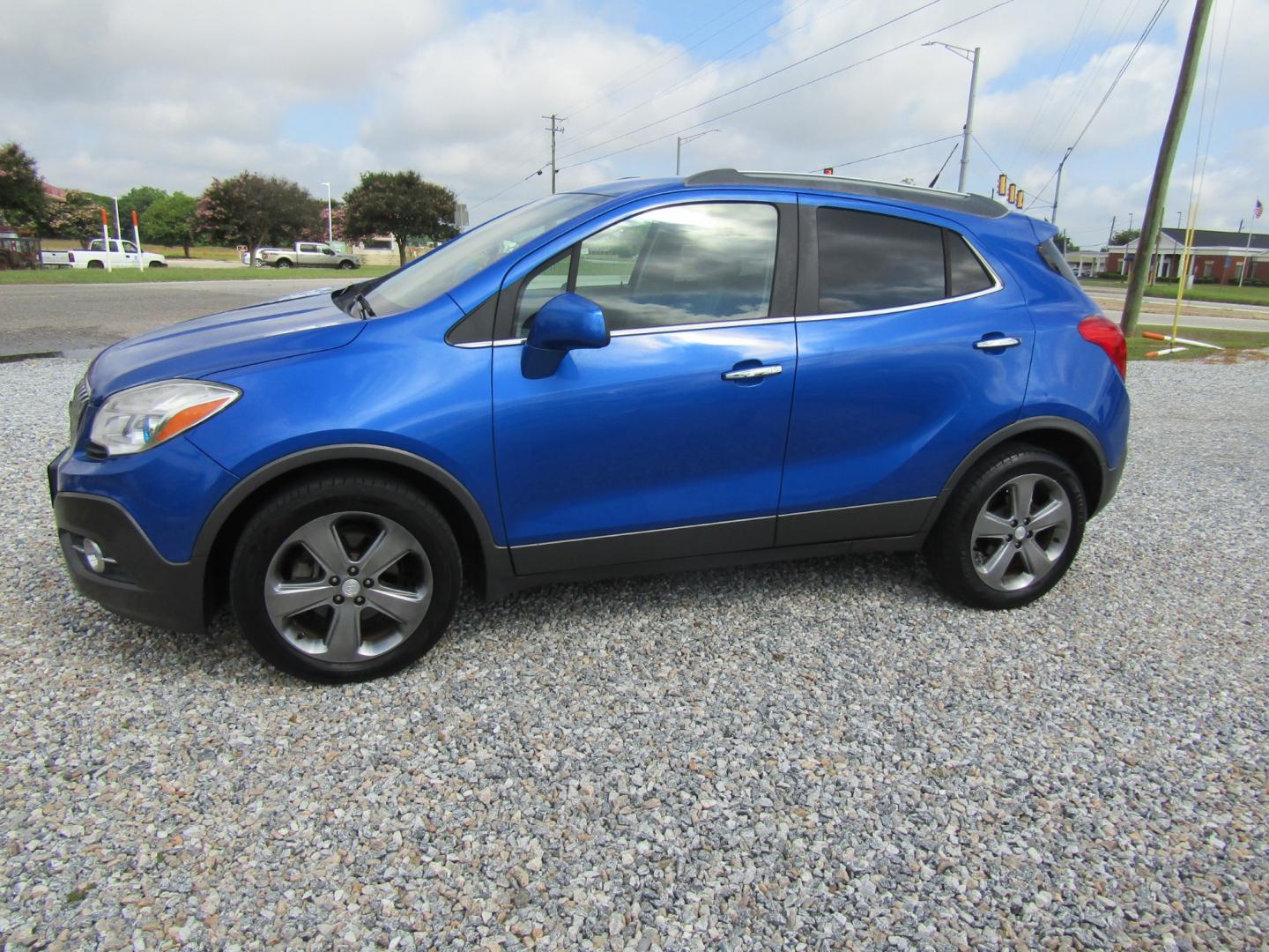 2013 Blue /Gray Buick Encore Premium FWD (KL4CJDSBXDB) with an 1.4L L4 DOHC 16V TURBO engine, 6-Speed Automatic transmission, located at 15016 S Hwy 231, Midland City, AL, 36350, (334) 983-3001, 31.306210, -85.495277 - Photo#2