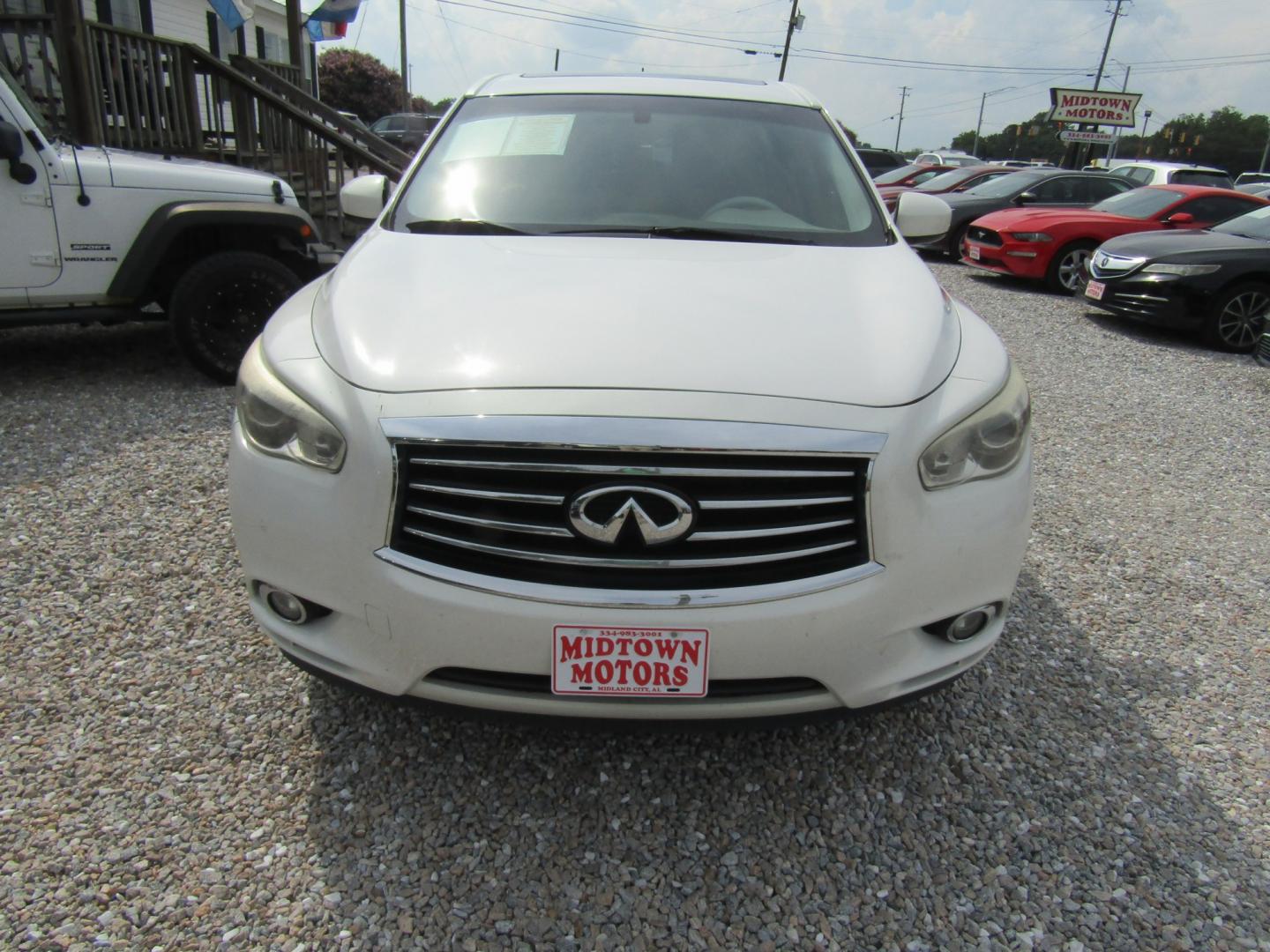 2013 White /Tan Infiniti JX FWD (5N1AL0MNXDC) with an 3.5L V6 DOHC 24V engine, Automatic transmission, located at 15016 S Hwy 231, Midland City, AL, 36350, (334) 983-3001, 31.306210, -85.495277- Photo#1