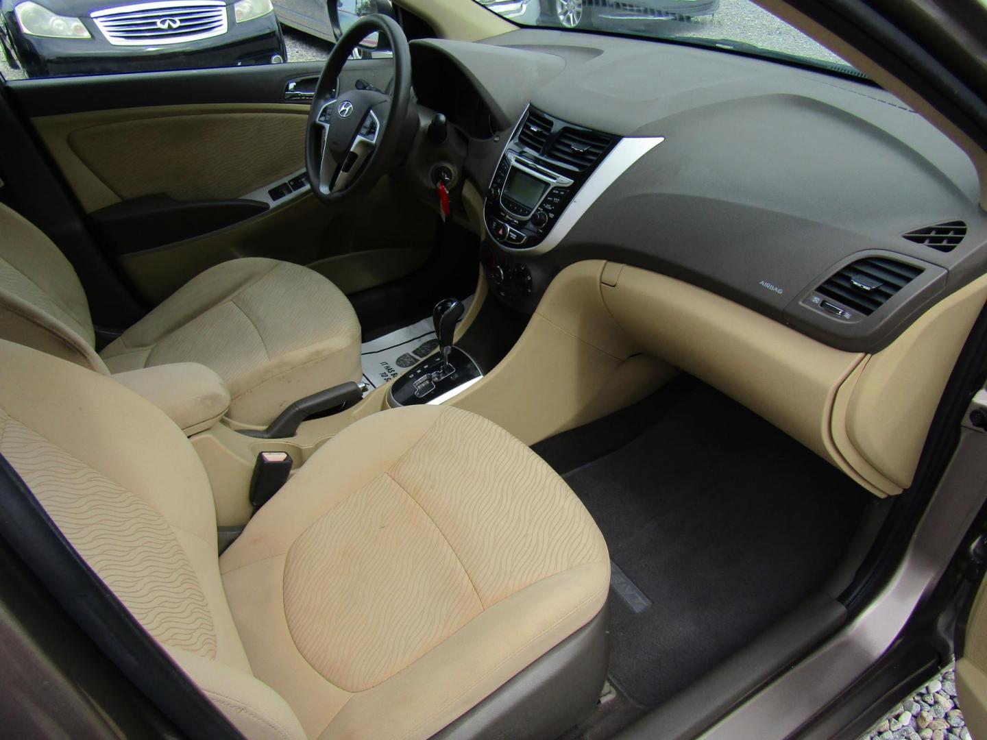 2012 Brown /Tan Hyundai Accent GLS 4-Door (KMHCU4AE1CU) with an 1.6L L4 DOHC 16V engine, Automatic transmission, located at 15016 S Hwy 231, Midland City, AL, 36350, (334) 983-3001, 31.306210, -85.495277 - Photo#7