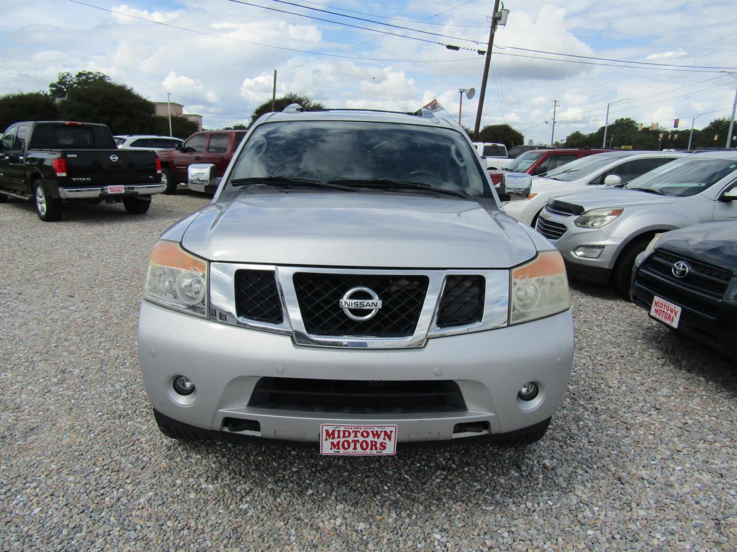 2012 Silver Nissan Armada Platinum 2WD (5N1BA0NFXCN) with an 5.6L V8 DOHC 32V FFV engine, 5-Speed Automatic transmission, located at 15016 S Hwy 231, Midland City, AL, 36350, (334) 983-3001, 31.306210, -85.495277 - Photo#1