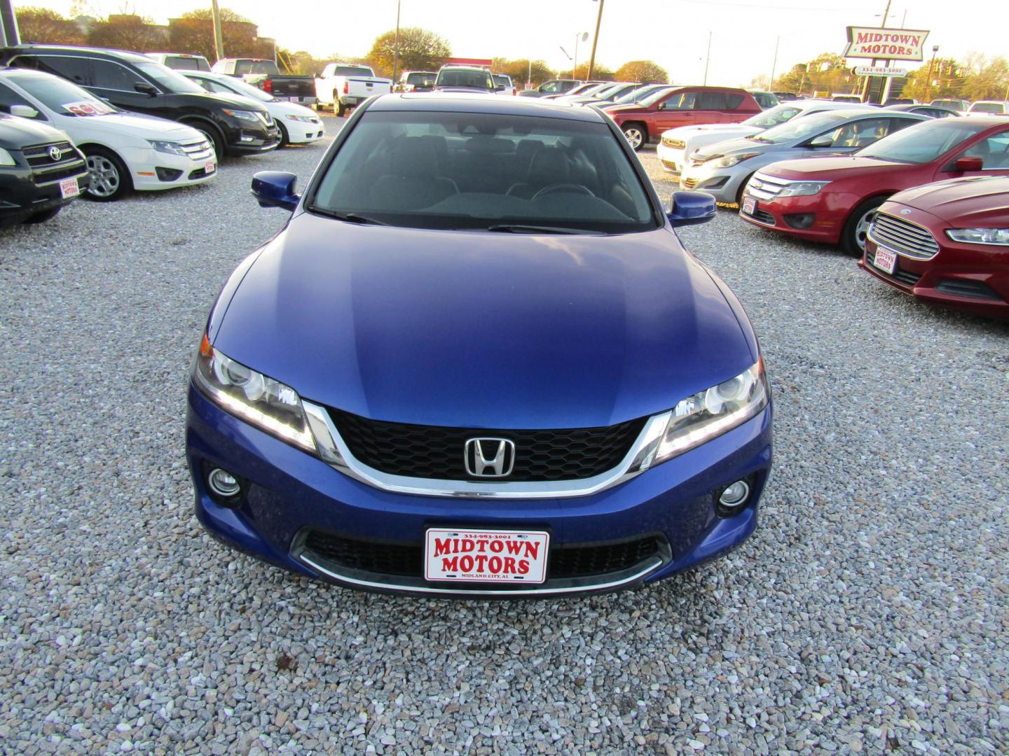 2013 Blue Honda Accord EX-L V6 Coupe AT (1HGCT2B85DA) with an 3.5L V6 SOHC 24V engine, Automatic transmission, located at 15016 S Hwy 231, Midland City, AL, 36350, (334) 983-3001, 31.306210, -85.495277 - Photo#1