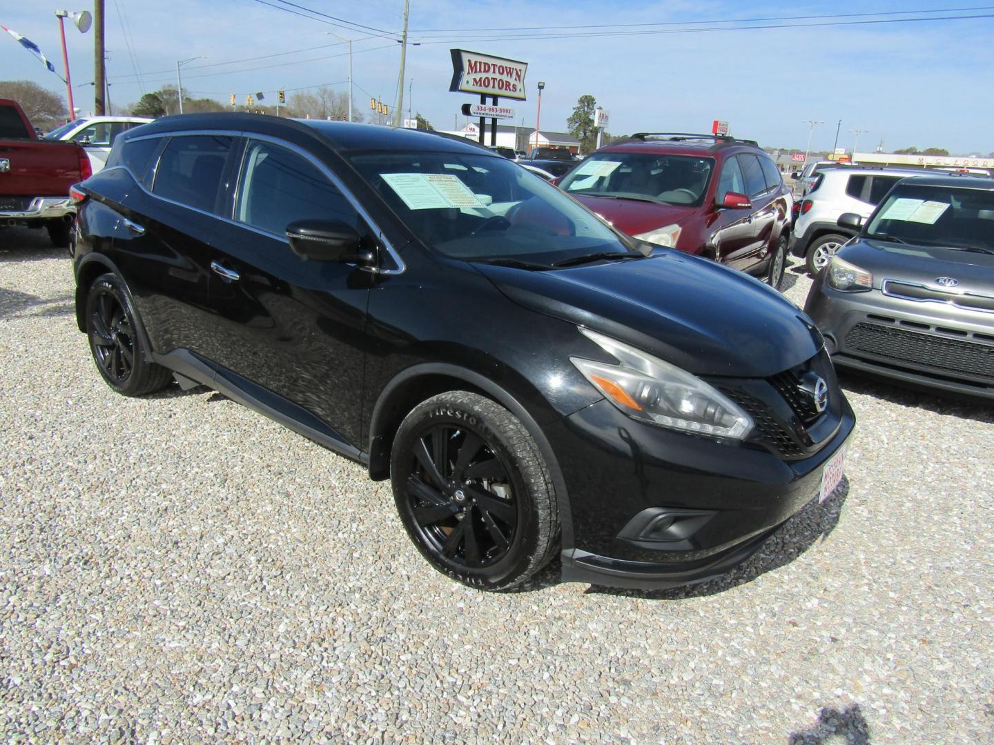 2018 Black Nissan Murano S (5N1AZ2MGXJN) with an 3.5L V6 DOHC 24V engine, Automatic transmission, located at 15016 S Hwy 231, Midland City, AL, 36350, (334) 983-3001, 31.306210, -85.495277 - Photo#0