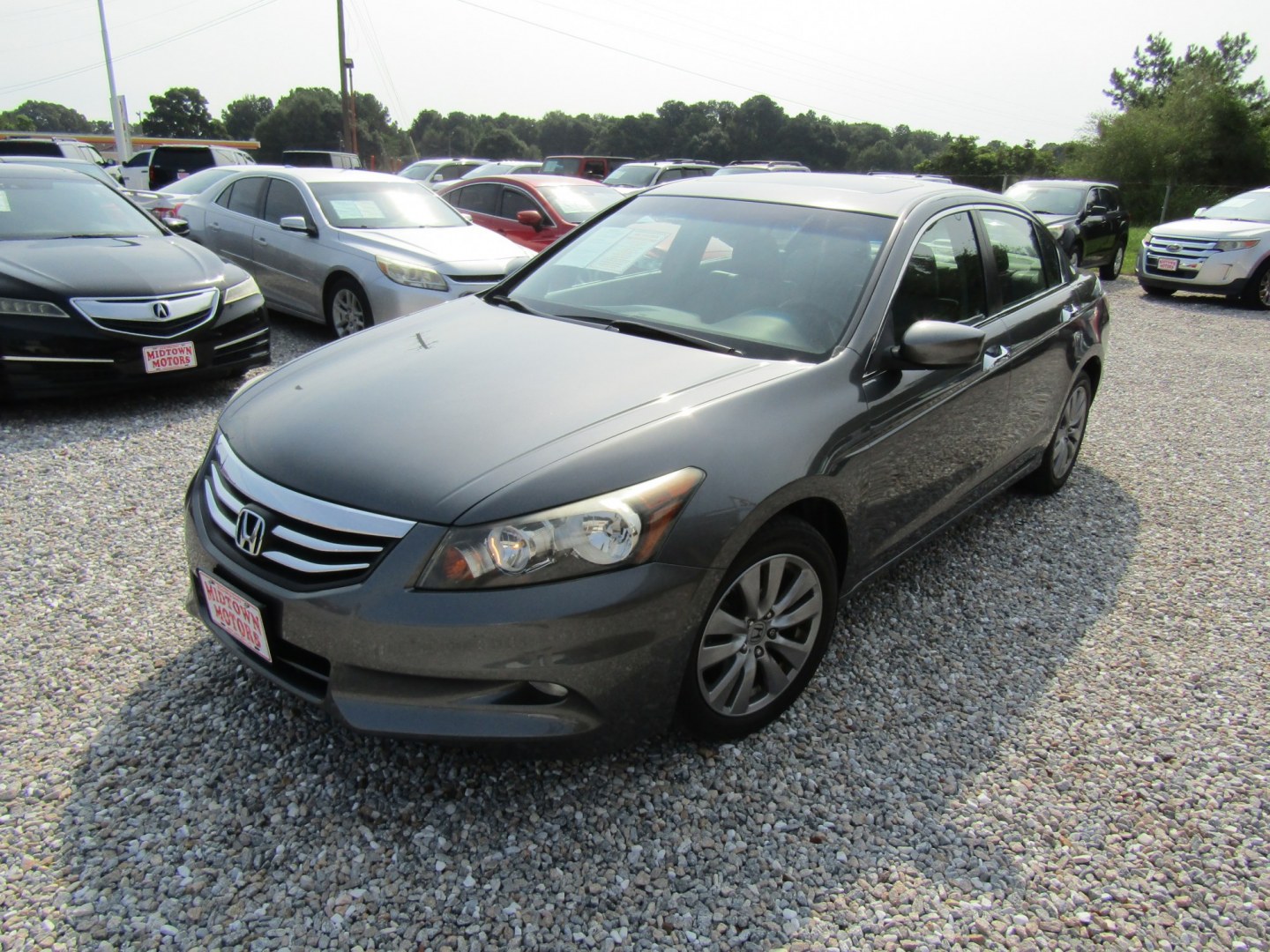 2012 Gray Honda Accord EX-L V6 Sedan AT (1HGCP3F83CA) with an 3.5L V6 SOHC 24V engine, Automatic transmission, located at 15016 S Hwy 231, Midland City, AL, 36350, (334) 983-3001, 31.306210, -85.495277- Photo#2